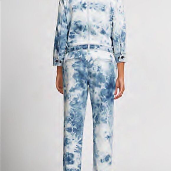 Gabrielle Union NY&Co Tie-Dye Denim Jumpsuit Chambray & Navy Blue Size Large - Picture 4 of 14